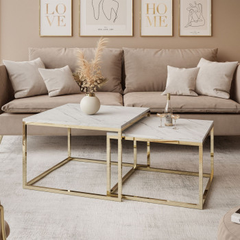 YOSHI LEVANTO 2 in 1 Couchtisch gold chrom