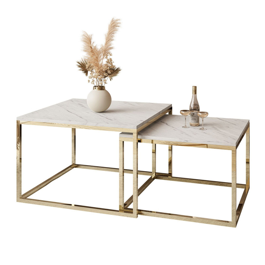 YOSHI LEVANTO 2 in 1 Couchtisch gold chrom