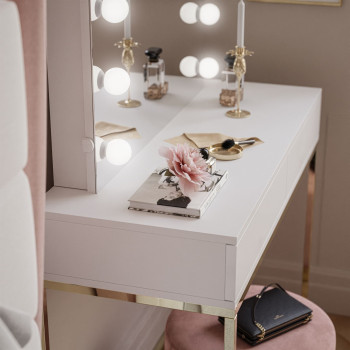BLANCO ELITE Schminktisch mit Spiegel und Beleuchtung gold chrom BLANCO ELITE Schminktisch mit Spiegel und Beleuchtung gold chrom