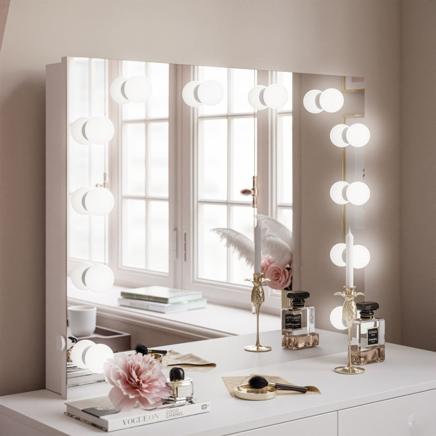 BLANCO ELITE Schminktisch mit Spiegel und Beleuchtung gold chrom BLANCO ELITE Schminktisch mit Spiegel und Beleuchtung gold chrom