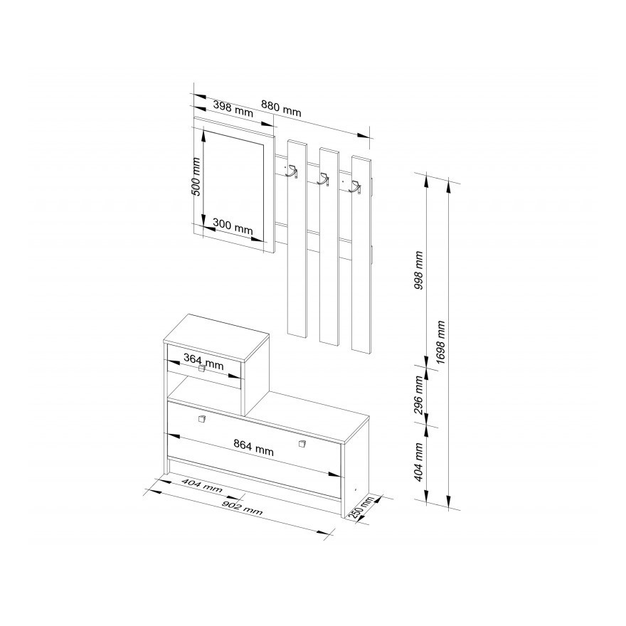 AVINIO Garderobe mit Spiegel