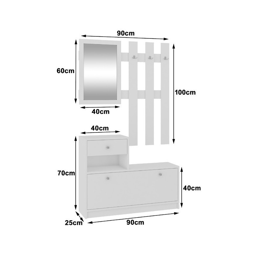 AVINIO Garderobe mit Spiegel