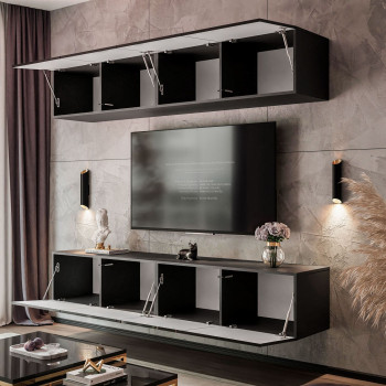 TV-Wohnwand COLGANTE schwarz Hochglanz mit LED