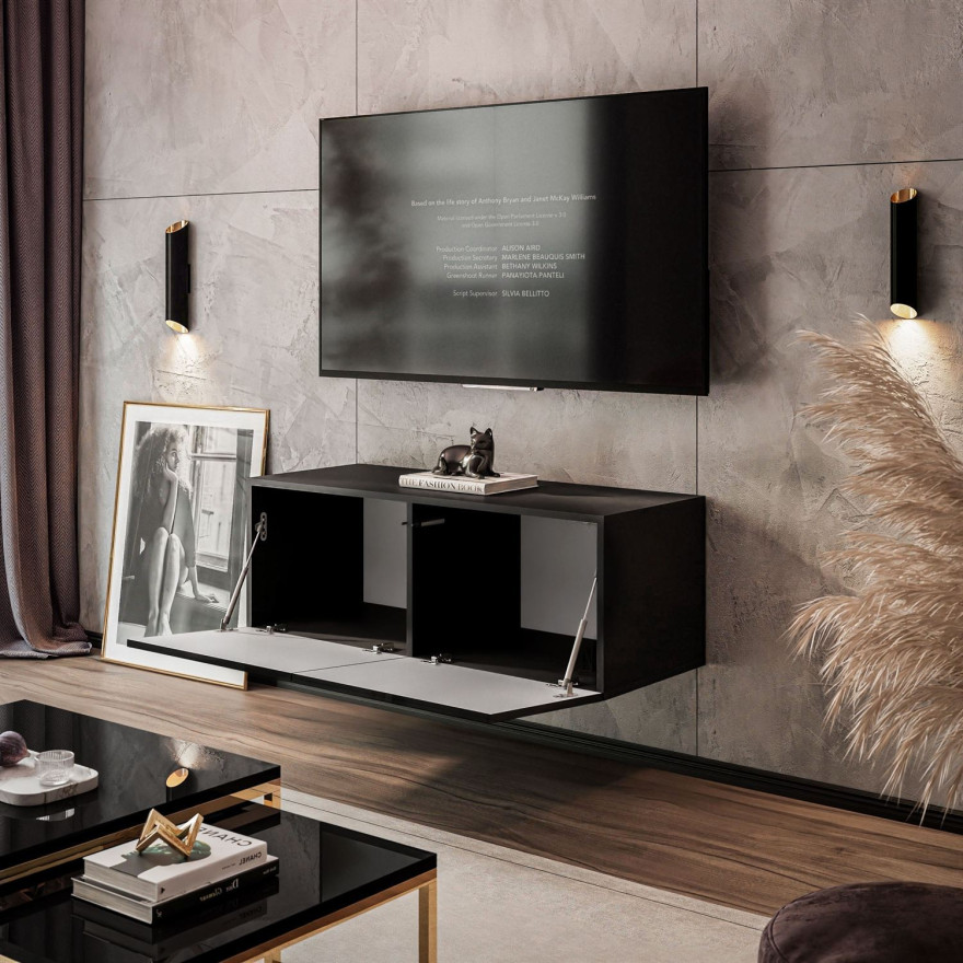 TV-Hängeschrank COLGANTE 100 schwarz Hochglanz mit LED