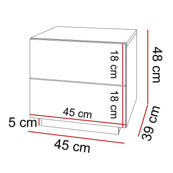 LINA LUX Nachttisch mit Griffen und LED-Hochglanzplatte