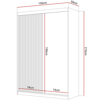 LAINA zweitüriger Schiebeschrank mit Lamellen Eiche Artisan LAINA zweitüriger Schiebeschrank mit Lamellen Eiche Artisan