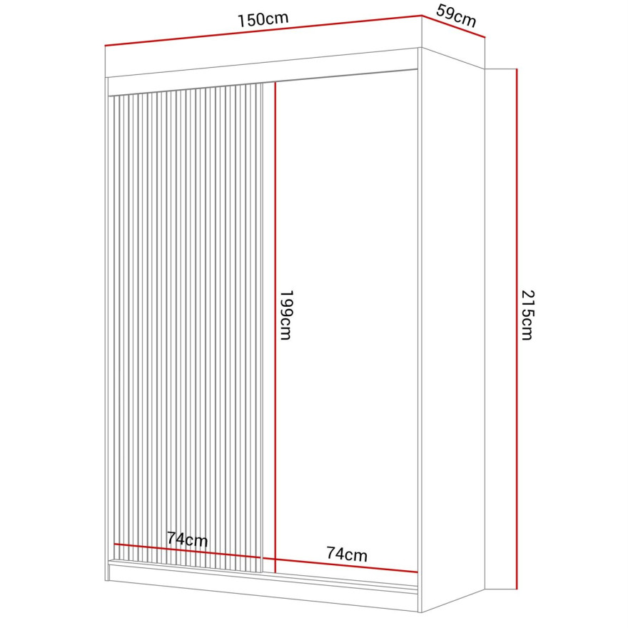 LAINA zweitüriger Schiebeschrank mit Lamellen Eiche Artisan LAINA zweitüriger Schiebeschrank mit Lamellen Eiche Artisan