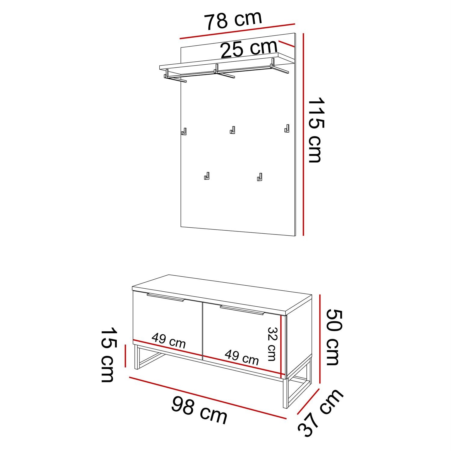 TOP II Garderobe Eiche artisan