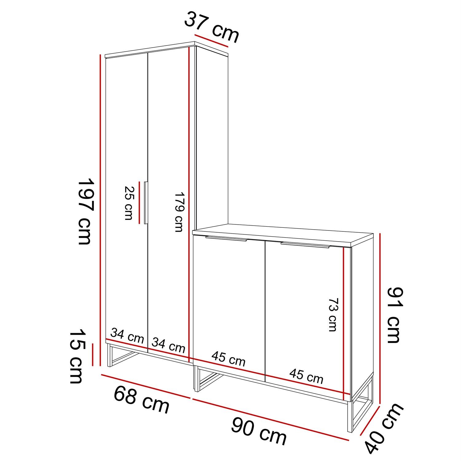 TOP VI Garderobe Eiche artisan