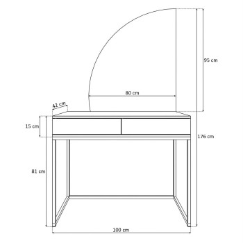 Schminktisch QUINNIE mit LED Spiegel, Goldchrom Schminktisch QUINNIE mit LED Spiegel, Goldchrom