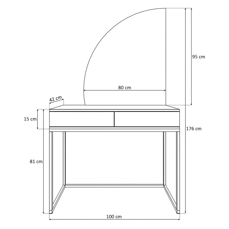Schminktisch QUINNIE mit LED Spiegel, Goldchrom Schminktisch QUINNIE mit LED Spiegel, Goldchrom