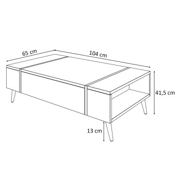 Couchtisch ONYX LOFT auf Beinen Flagstaff Eiche