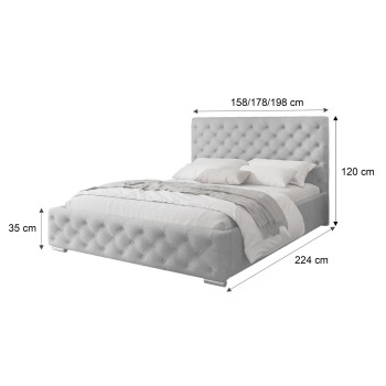 Polsterbett BRIDGET mit Metallgestell und Behälter