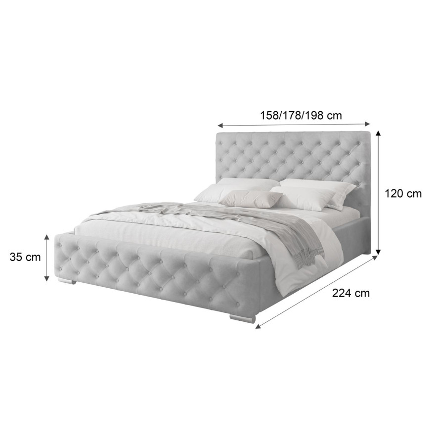 Polsterbett BRIDGET mit Metallgestell und Behälter