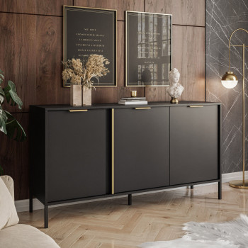 LARETTO dreitürige Kommode 153 cm 3D anthrazit