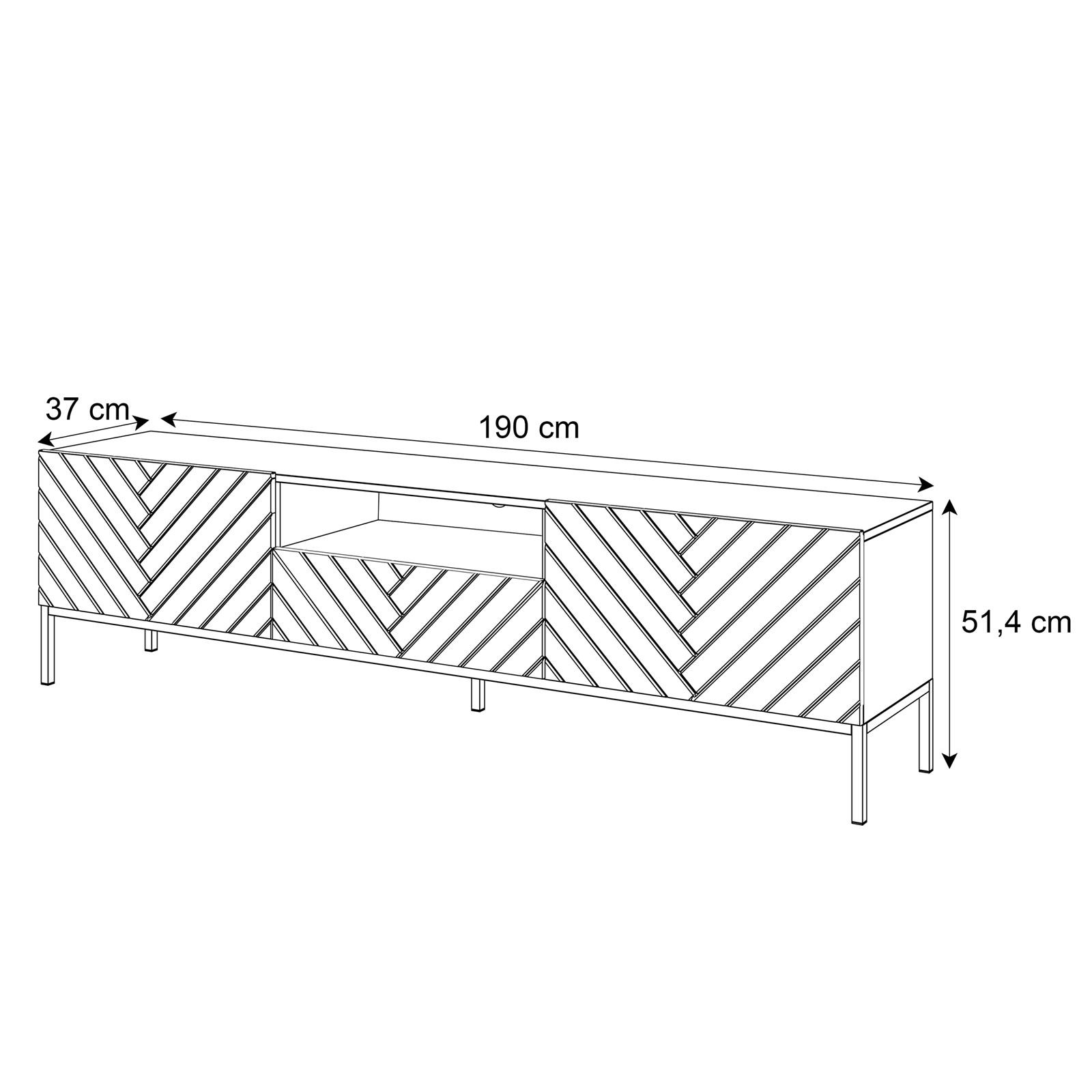 SANTILE TV Schrank, 190 cm in Hochglanz mit goldenen Beinen