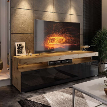 TV-Lowboard Vancouver W9.314 dąb artisan czarny połysk