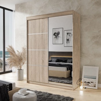 Kleiderschrank CAMELO PLUS 150 cm mit Spiegel Schiebetürenschrank