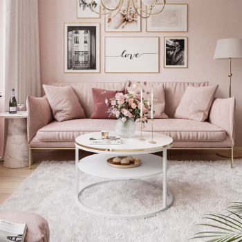 COREIL runder Couchtisch mit Ablage hochglanz