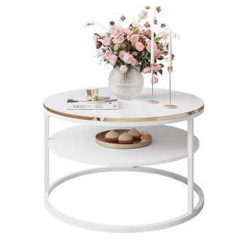 COREIL runder Couchtisch mit Ablage hochglanz