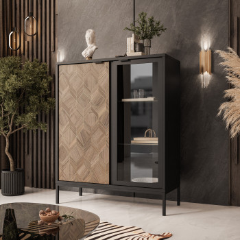 LIAM Zweitürige Vitrine mit Beleuchtung