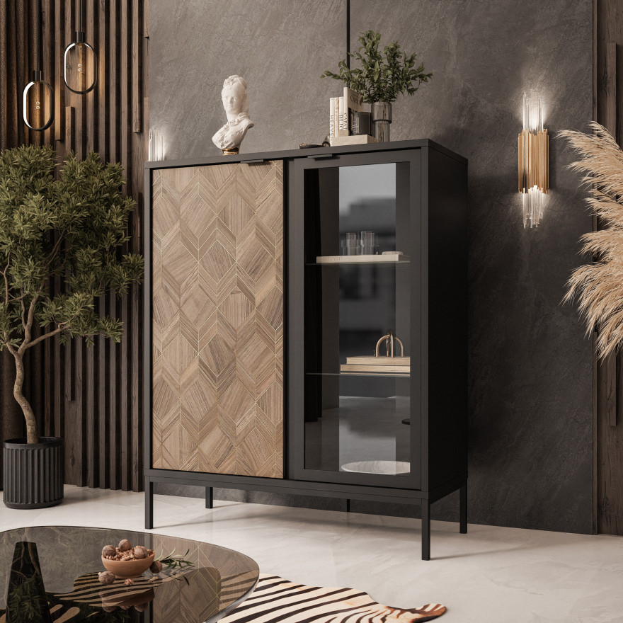 LIAM Zweitürige Vitrine mit Beleuchtung