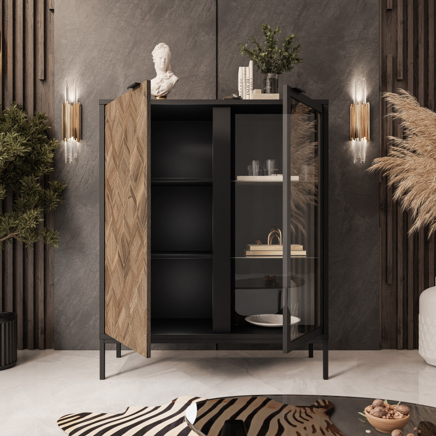 LIAM Zweitürige Vitrine mit Beleuchtung