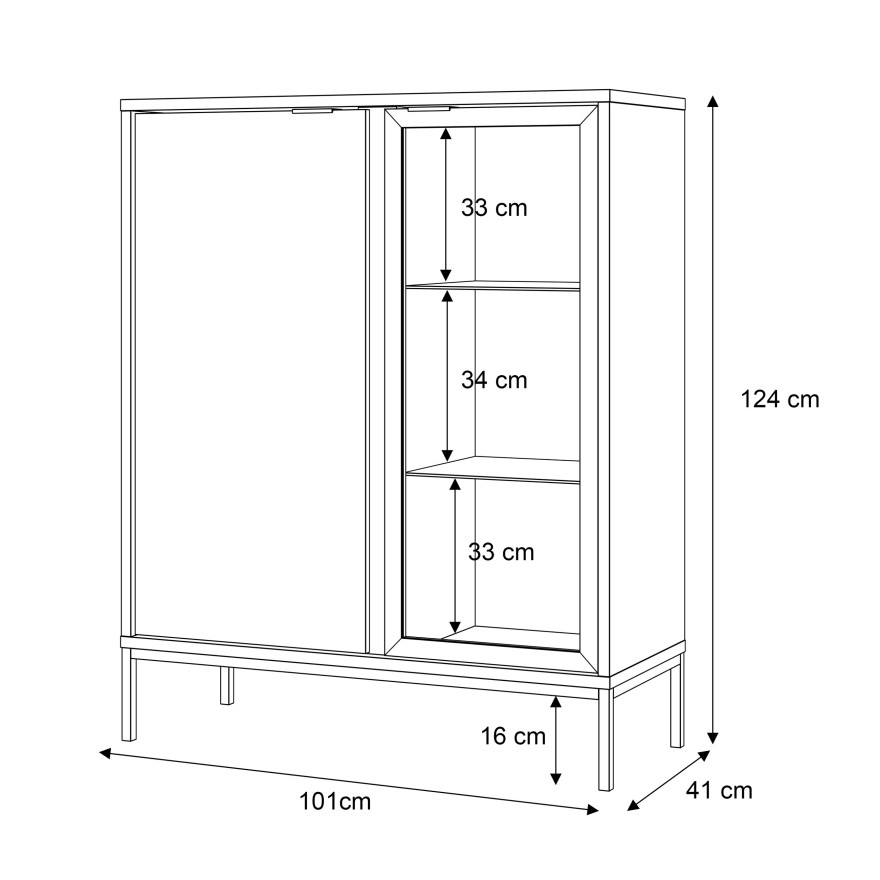 LIAM Zweitürige Vitrine mit Beleuchtung