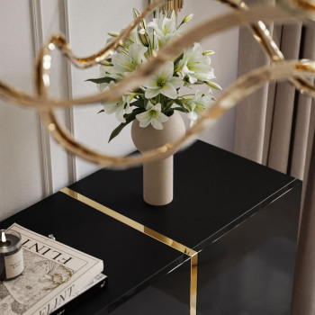 Kommode mit Schubladen ONYX auf goldenen Beinen Hochglanz 158 cm