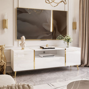 TV-Schrank ONYX auf goldenen Beinen Hochglanz 158 cm
