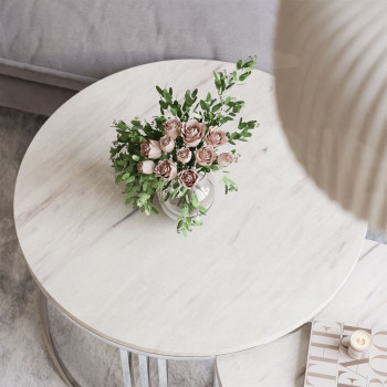 LORI LEVANTO 2in1 runder Couchtisch silber chrom LORI LEVANTO 2in1 runder Couchtisch silber chrom