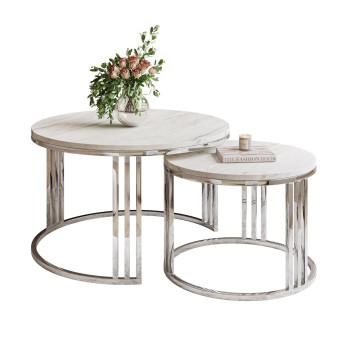 LORI LEVANTO 2in1 runder Couchtisch silber chrom LORI LEVANTO 2in1 runder Couchtisch silber chrom