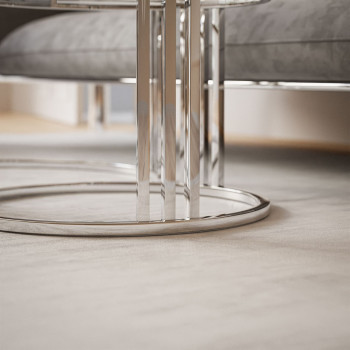 LORI GLASS 2in1 runder Couchtisch silber chrom LORI GLASS 2in1 runder Couchtisch silber chrom