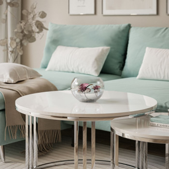 LORI 2in1 runder Couchtisch silber chrom Hochglanz LORI 2in1 runder Couchtisch silber chrom Hochglanz