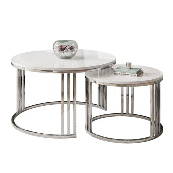 LORI 2in1 runder Couchtisch silber chrom Hochglanz LORI 2in1 runder Couchtisch silber chrom Hochglanz