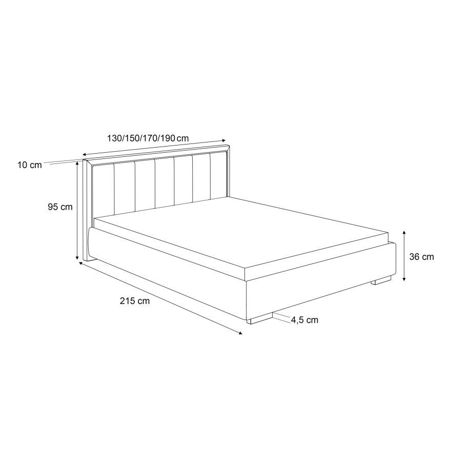 Polsterbett AURELIA mit Bettkasten und Metallgestell