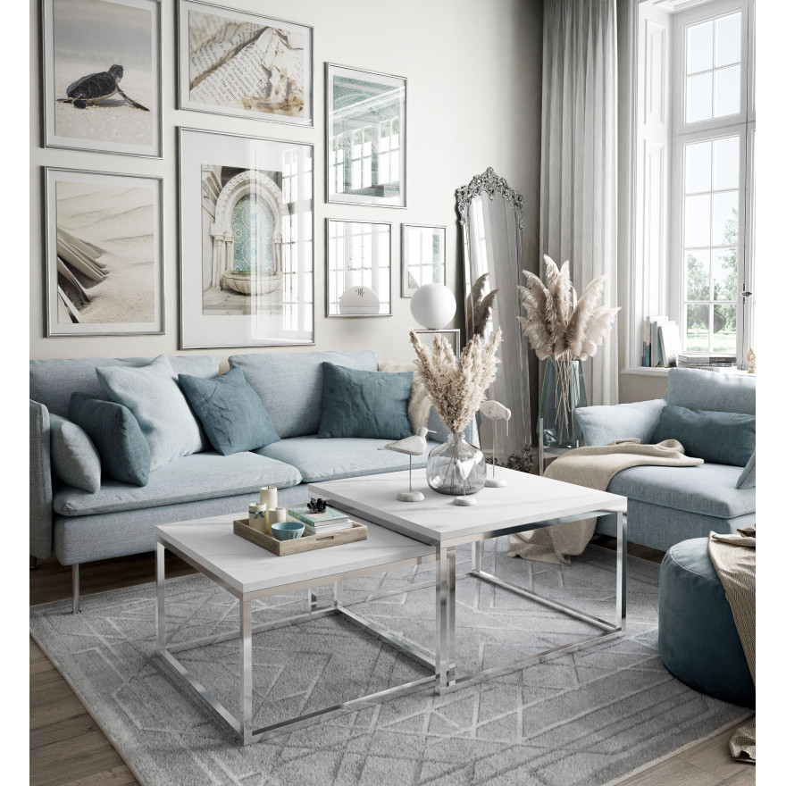 Couchtisch YOSHI 2in1 LEVANTO Chromgestell