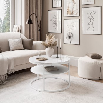 Runder Couchtisch CIRI SLIM mit Ablage hochglanz Runder Couchtisch CIRI SLIM mit Ablage hochglanz