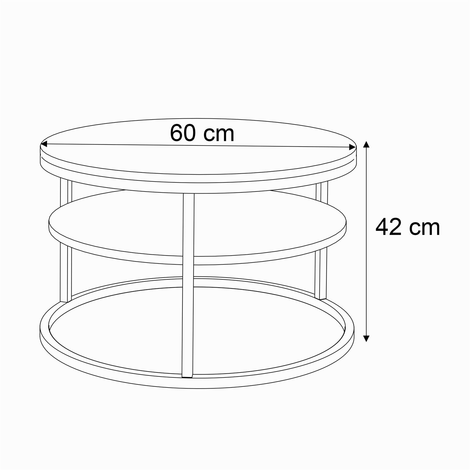 Runder Couchtisch CIRI SLIM mit Ablage hochglanz