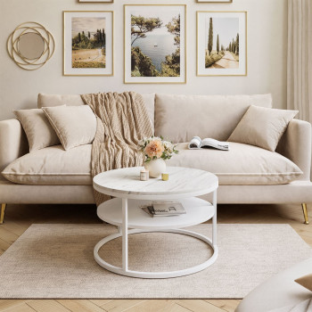 CIRI SLIM LEVANTO runder Couchtisch mit Ablage
