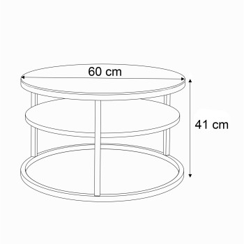 Runder Couchtisch CIRI SLIM GLASS mit Ablage