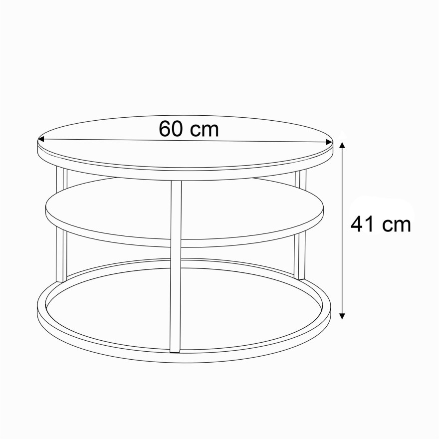 Runder Couchtisch CIRI SLIM GLASS mit Ablage