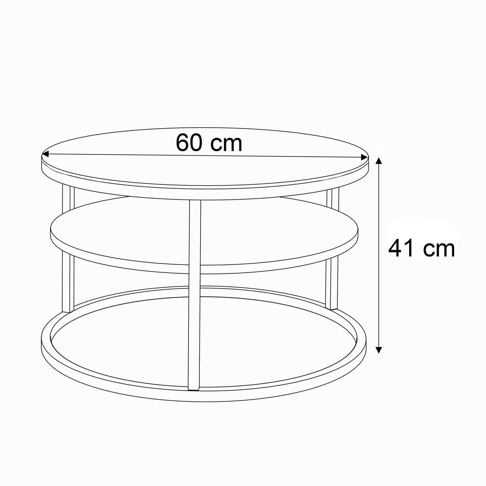 Runder Couchtisch CIRI SLIM GLASS mit Ablage