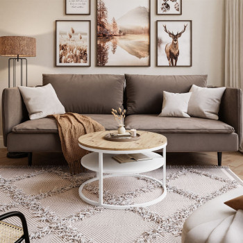 CIRI SLIM runder Couchtisch mit Ablage aus Eiche Wotan Stirling Artisan CIRI SLIM runder Couchtisch mit Ablage aus Eiche Wotan Stirling Artisan