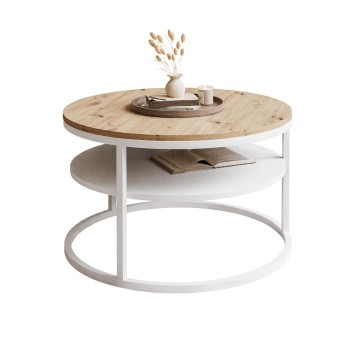 CIRI SLIM runder Couchtisch mit Ablage aus Eiche Wotan Stirling Artisan CIRI SLIM runder Couchtisch mit Ablage aus Eiche Wotan Stirling Artisan