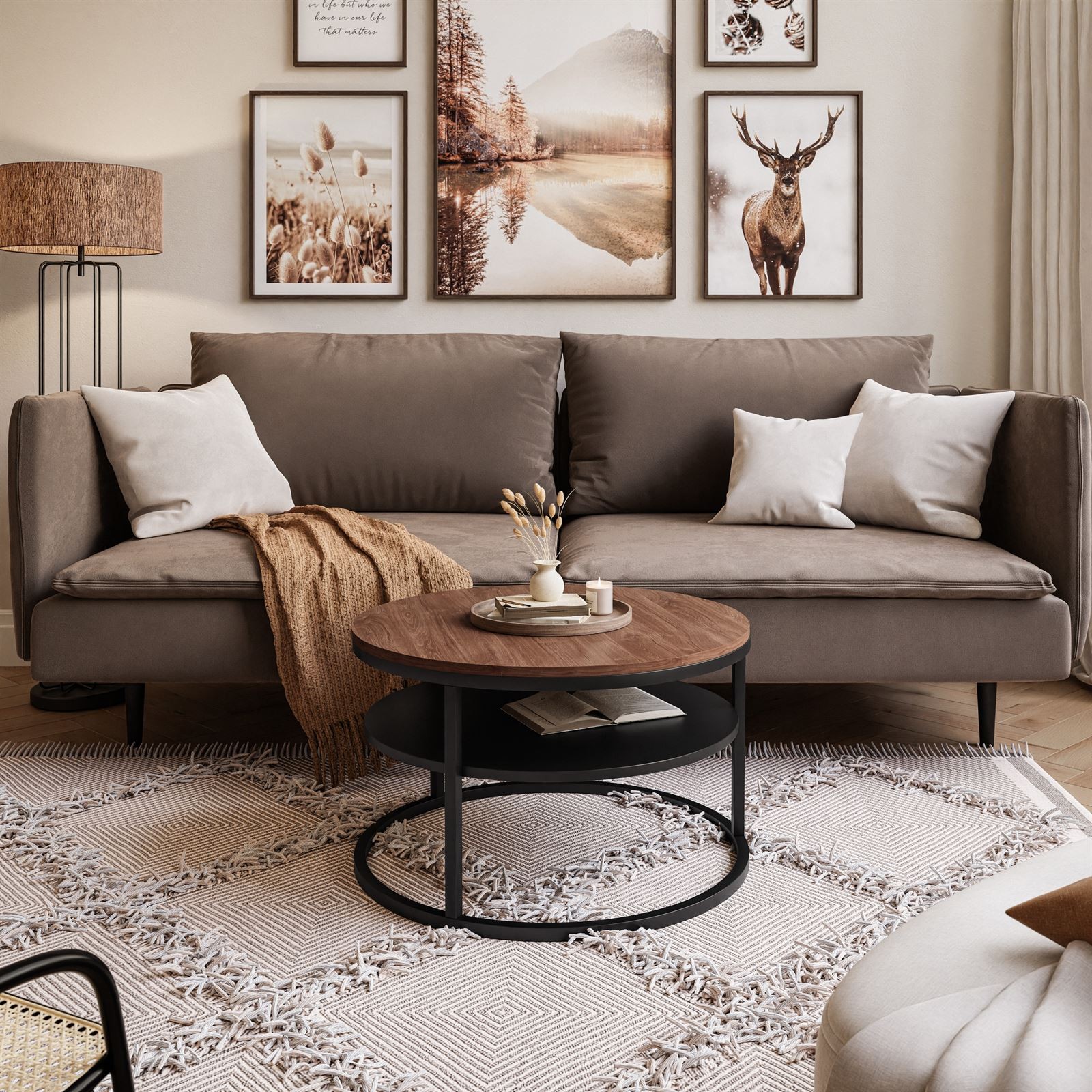 CIRI SLIM Runder Couchtisch Mit Ablage Aus Eiche Wotan Stirling Artisan ciri-slim-runder-couchtisch-mit-ablage-aus-eiche-wotan-stirling-artisan