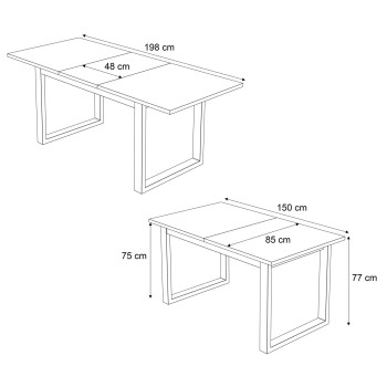ART Ausziehbarer Tisch 150-198 cm Eiche Stirling Wotan
