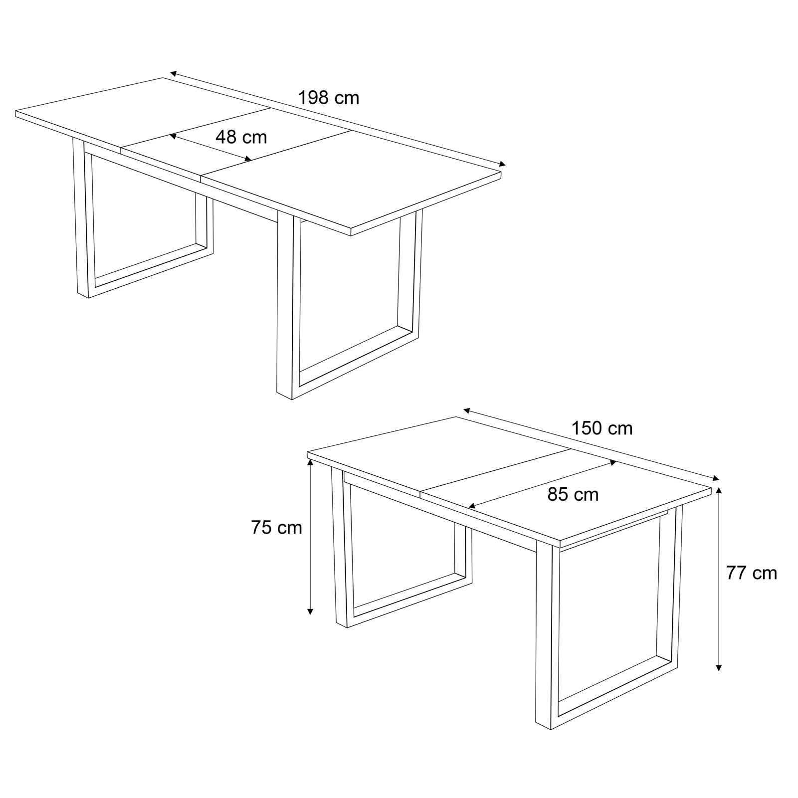 ART Ausziehbarer Tisch 150-198 cm Eiche Stirling Wotan