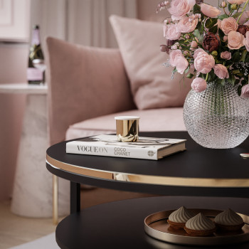 COREIL runder Couchtisch mit Ablage mattschwarz