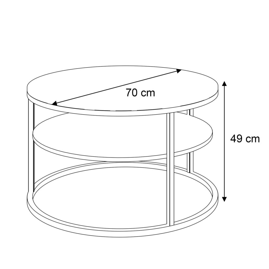 COREIL runder Couchtisch mit Ablage mattschwarz